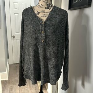 NWOT American Eagle Soft & Sexy Plush Waffle Henley Gray M